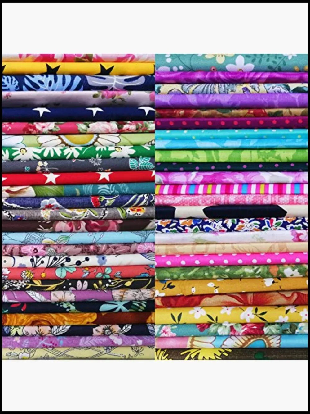 50PCS Floral Quilting Cotton Fabric Squares 10x10 for Sewing Patchwork DIY